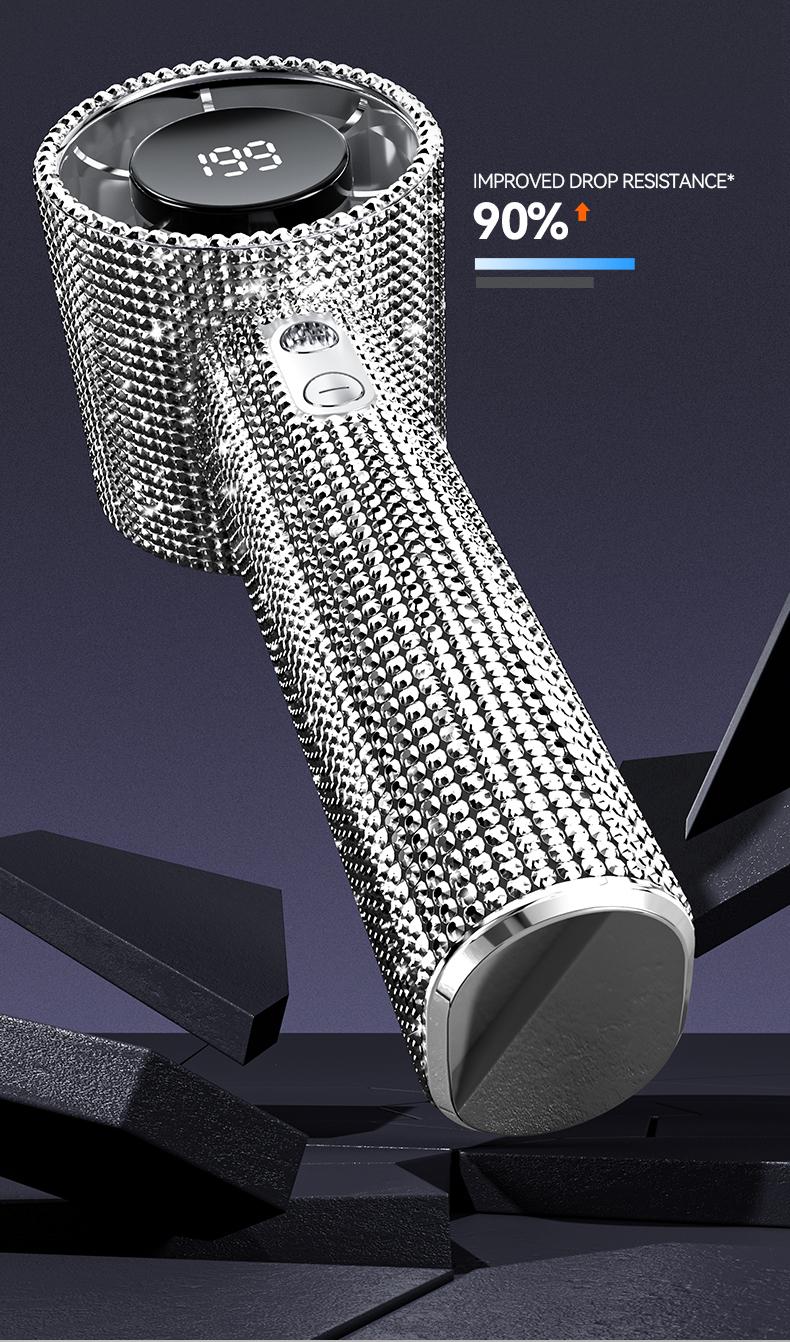 Portable Handheld Turbo Fan - Fashion Full Diamond Rechargeable Personal Battery Operated Mini Small Pocket Mini Fan for Travel/Outdoor/Vacation/Beach/Outdoor Activities