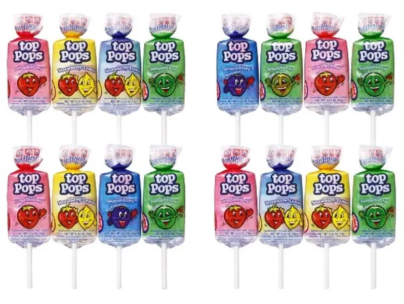 Taffy Top Pops Assorted Flavored Taffy Lollipops 16-Pack Chewy Fruity Candy Snack for Parties and Events Individually Wrapped