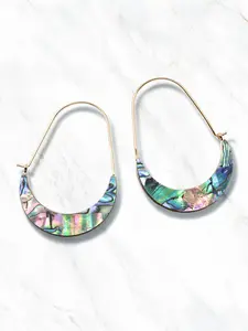 Abalone Crescent Hoop Earrings - Elegant Design with Lightweight Quality and Secure Fit