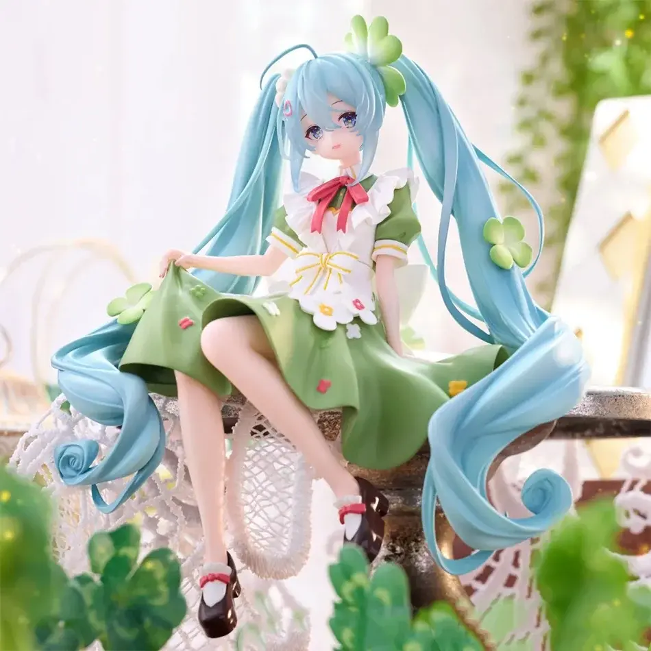 Cute-style Hatsune Miku Figure For Pretty Girl Four-Leaf Clover Flower Fairy Model Decorative Collectibles - Great Birthday Gift