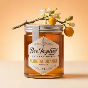 Bee Inspired Florida Orange Blossom Honey - Pure Raw Monofloral Honey Harvested in Florida with Natural Citrus Notes & Floral Sweetness - Flavor