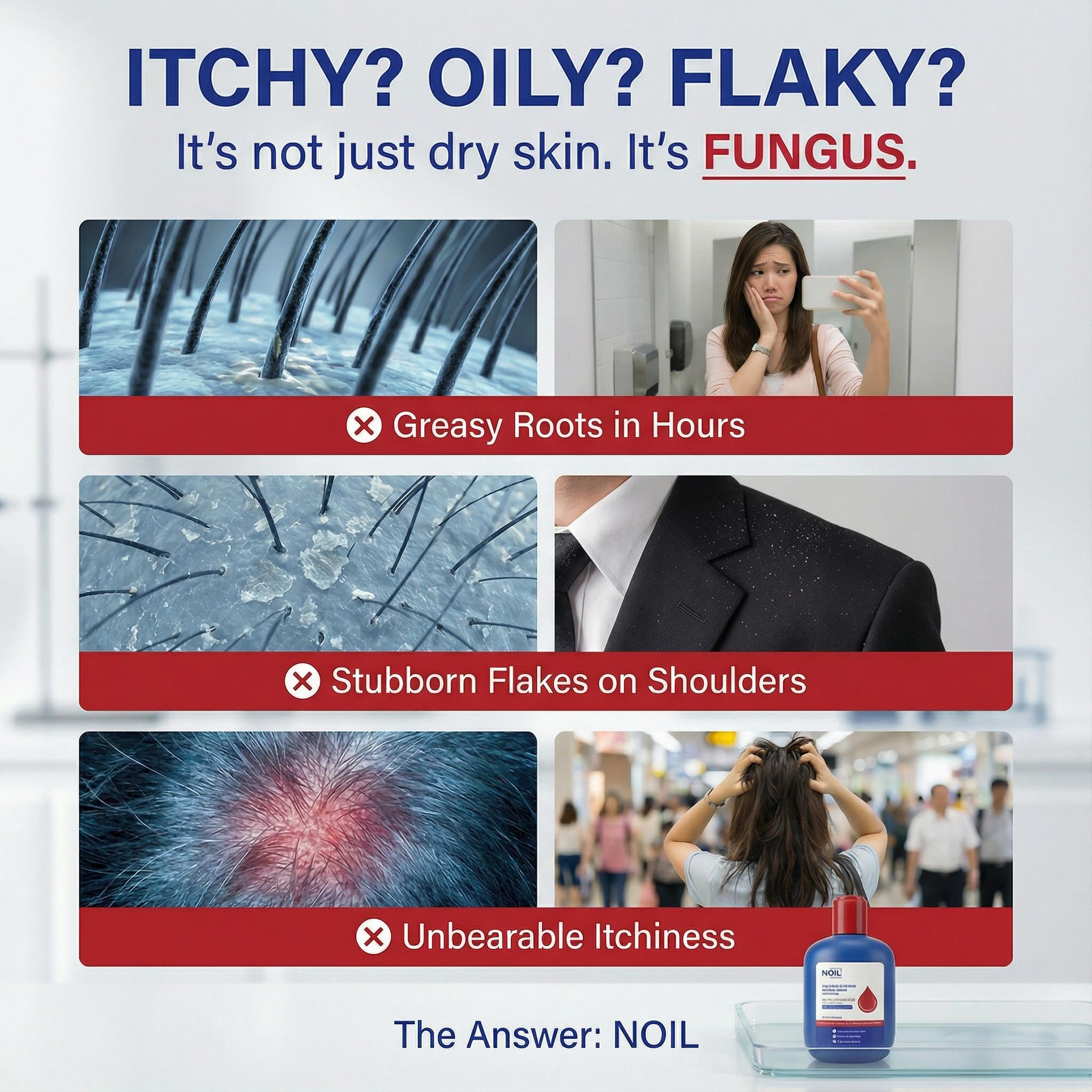 NOIL Selenium Disulfide Hair Care Shampoo Oil Control Refreshing Anti-Dandruff Anti-itch Scalp Cleansing Shampoo, 300ML