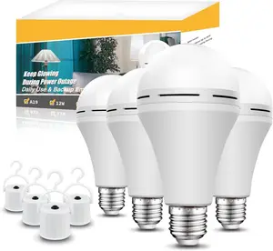 Rechargeable Light Bulbs, Back Up Battery Light Bulbs, 15W 80W Equivalent 6000K 1200mAh Battery Operated Light Bulb for Power Outage Hurricane, Emergency Lights for Home Power Failure, Pack of 4