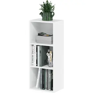 Book Shelf, 3-Cube Bookshelf, Bookcase with Open Shelves, 9.3 x 12 x 31.5, for Living Room, Bedroom, Home Office, White