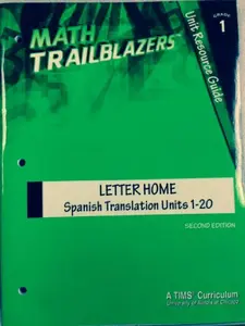 USED-Math Trailblazers Grade 1 Unit Resource Guide Second Edition Letter Home Spanish Translation Units 1-20 by Kendall Hunt (Paperback)