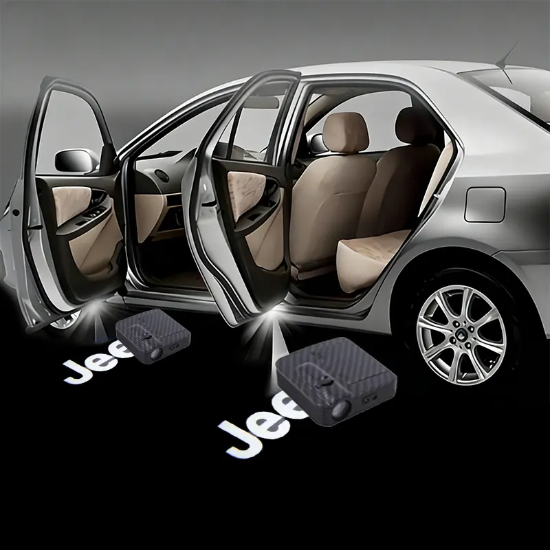 2-piece set, suitable for Jeep models, LED car door welcome projection lights, car decorative lights, car spotlights, car searchlights, car accessories