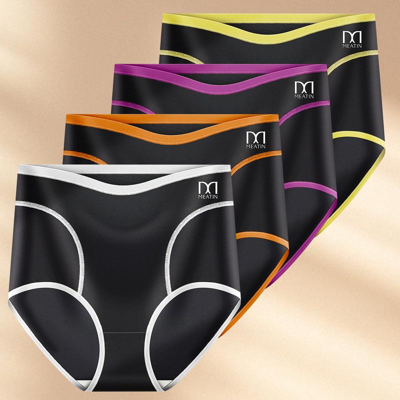 QUASTI 4pcs Comfy Chic Colorblock Briefs - Panties with Soft Fabric, Soft Intimates for Women's Lingerie & Underwear - Everyday Basic Essential for Comfort and Confidence