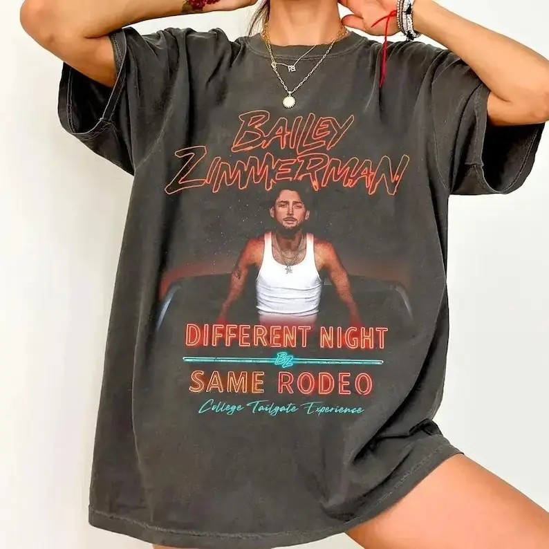 Bailey Zimmerman Tour T-Shirt, Different Night Same Rodeo