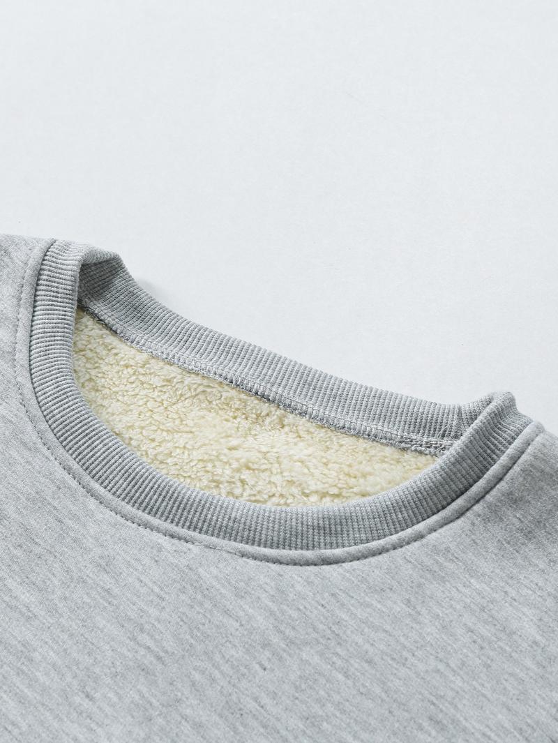 Men's autumn and winter warm thick round neck sweatshirt, soft fabric, resist the cold autumn and winter, autumn and winter cost-effective plus fleece sweatshirt, suitable for daily wear