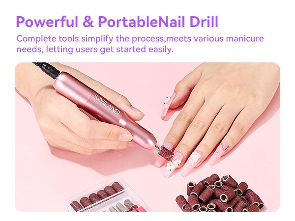 SAVILAND All-in-One Acrylic Nail Kit with Drill: Beginner Nail Starter Kit with Clear, White & Pink Acrylic Powder, Liquid Set, 88W Nail Lamp and Gel Nail Polish for Home DIY