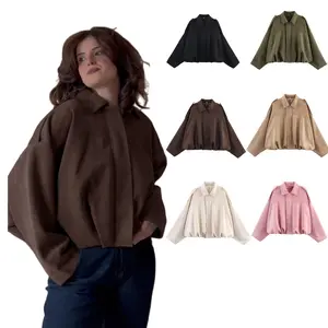 Womens Faux Suede Bomber Jacket Casual Lapel Pilot Jackets Coat Oversized Long Sleeve 2026 Fashion Outerwear