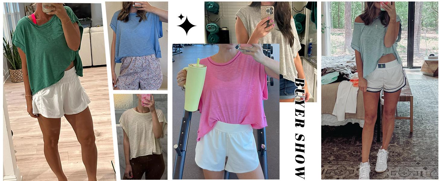 Ommig Womens Open Back Workout Top Oversized Workout T Shirts Backless Athletic Shirt Short Sleeve Baby Tee