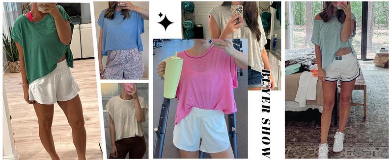 Ommig Womens Open Back Workout Top Oversized Workout T Shirts Backless Athletic Shirt Short Sleeve Baby Tee