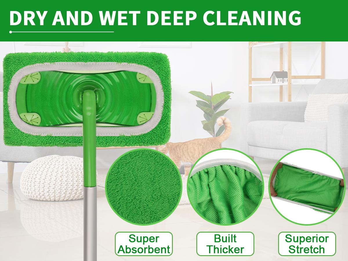 8Pcs Microfiber Mop Pads Compatible with Swiffer Sweeper Mop Wet and Dry Flat mop Cover Replacement Reusable Sweeping Mopping pad Refills for Hardwood