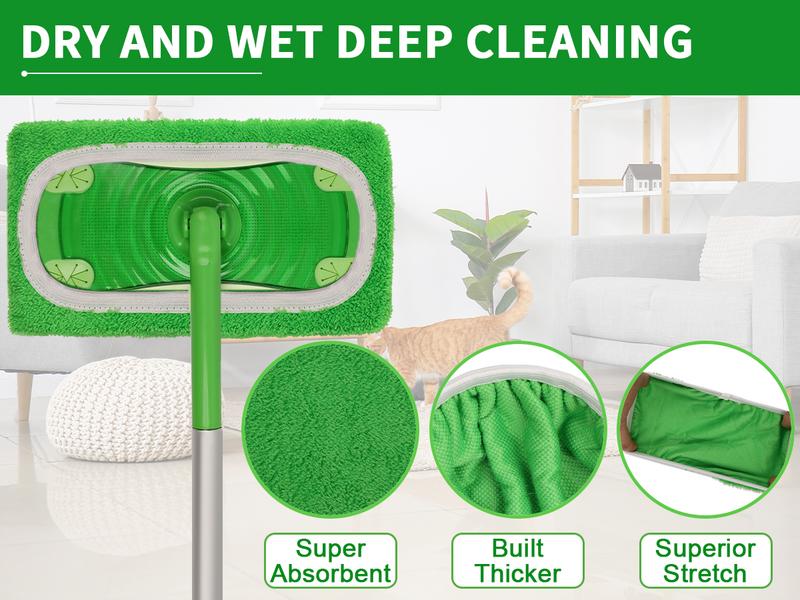 8Pcs Microfiber Mop Pads Compatible with Swiffer Sweeper Mop Wet and Dry Flat mop Cover Replacement Reusable Sweeping Mopping pad Refills for Hardwood
