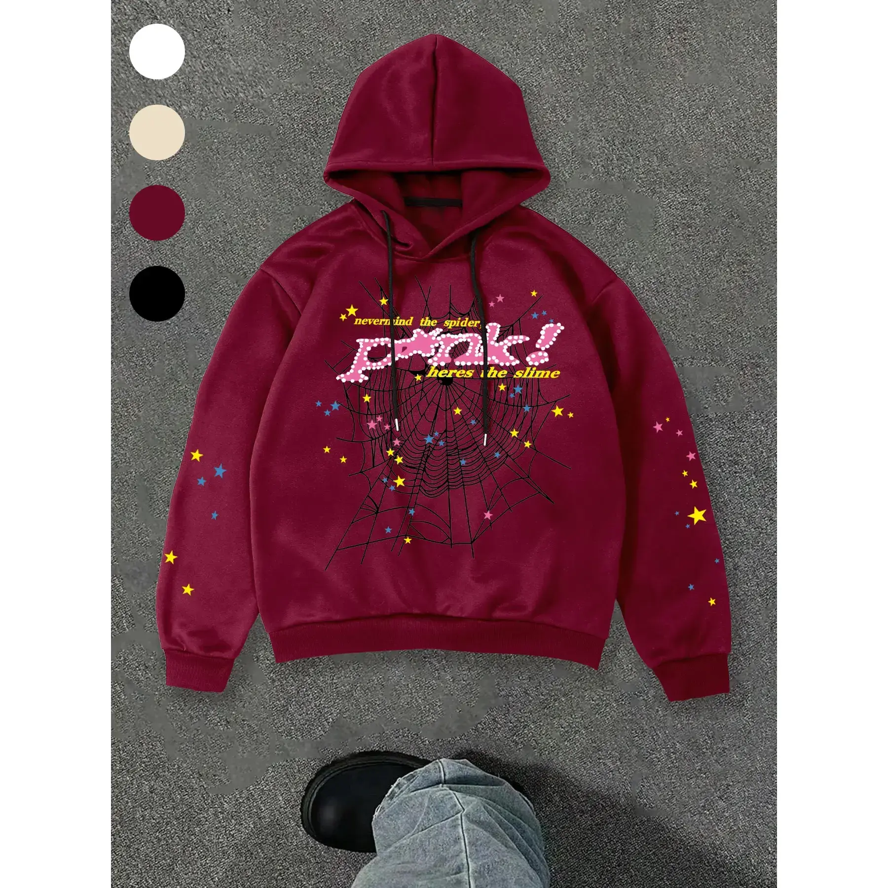 Men's Hip Hop Spider Web Graphic Hoodie, Vintage Harajuku Style Long Sleeve Casual Top, Fall & Winter Fitted Thick Kint Fabric Men's Hip Hop Spider Web Graphic Hoodie, Vintage Harajuku Style Long Sleeve Casual Top, Fall & Winter Fitted Thick Kint Fabric