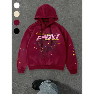 Men's Hip Hop Spider Web Graphic Hoodie, Vintage Harajuku Style Long Sleeve Casual Top, Fall & Winter Fitted Thick Kint Fabric