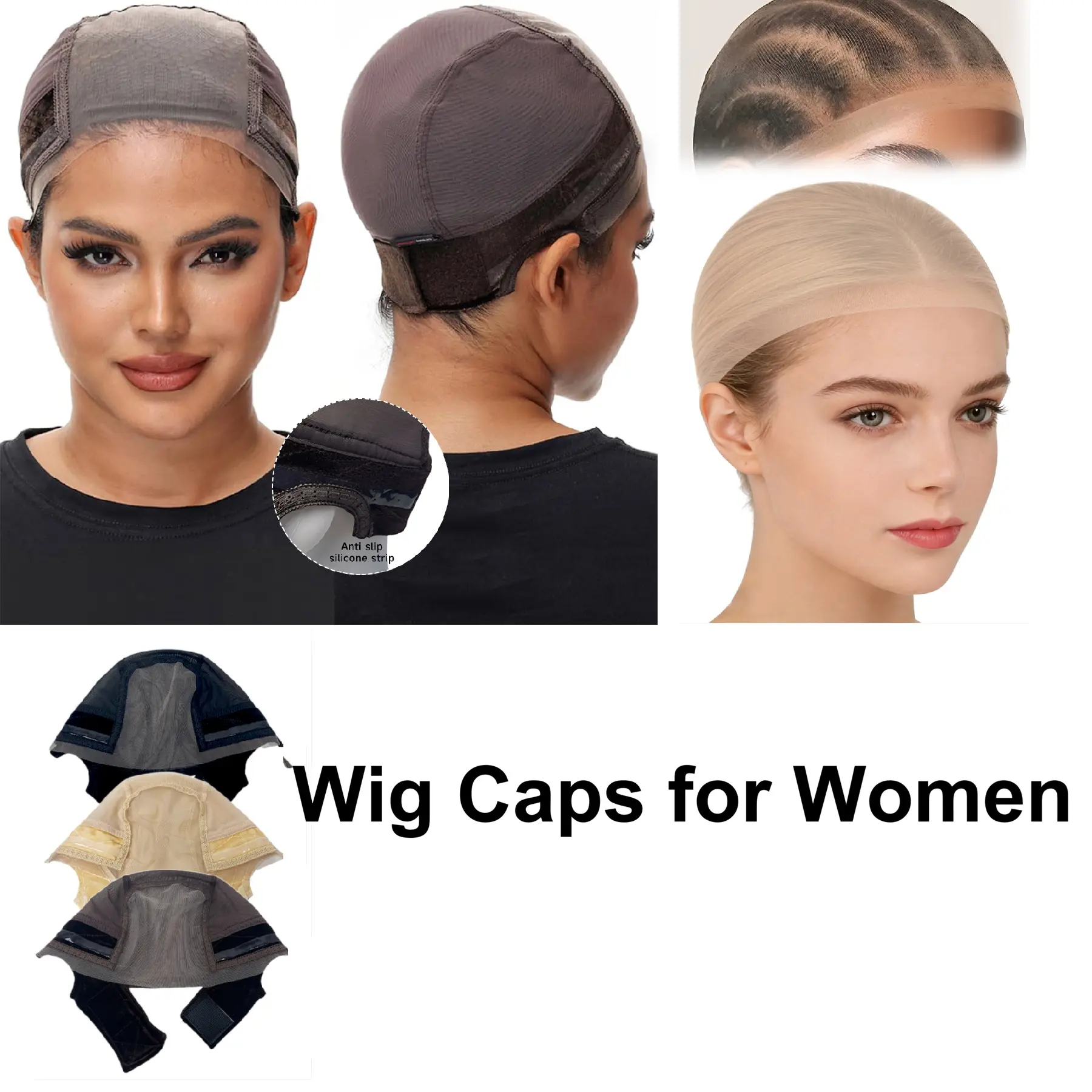 Lace Wig Grip Cap for Glueless Wig 4x5 Transparent Lace Reusable Adjustable Non Slip Cap with Velcro Headband for Women Medium Size Soft Skin Friendly#MothersDayGift #GiftsForHer, Velvet, 2Pcs Transparent Wig Caps