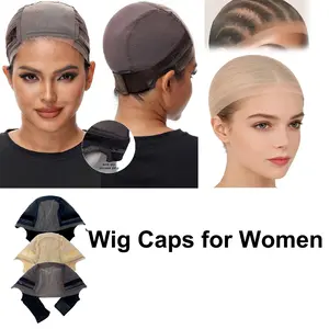 Lace Wig Grip Cap for Glueless Wig 4x5 Transparent Lace Reusable Adjustable Non Slip Cap with Velcro Headband for Women Medium Size Soft Skin Friendly