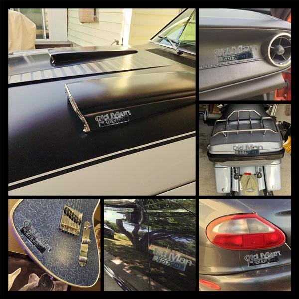 Funny "Old Man" "Cow Boy'' Driving Sticker - Durable Metal Emblem for Car, Truck, Toolbox