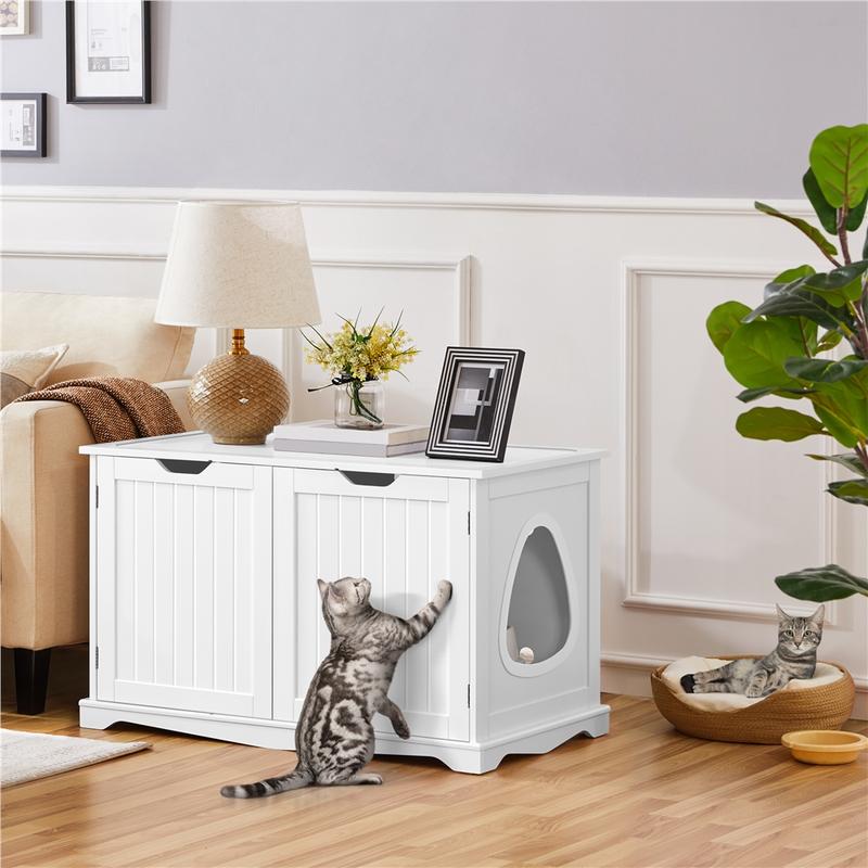 Yaheetech Cat Litter Box Enclosure, Hidden Cat Litter Box Furniture,Cat Crate, Decorative Storage Bench Pet Side Table