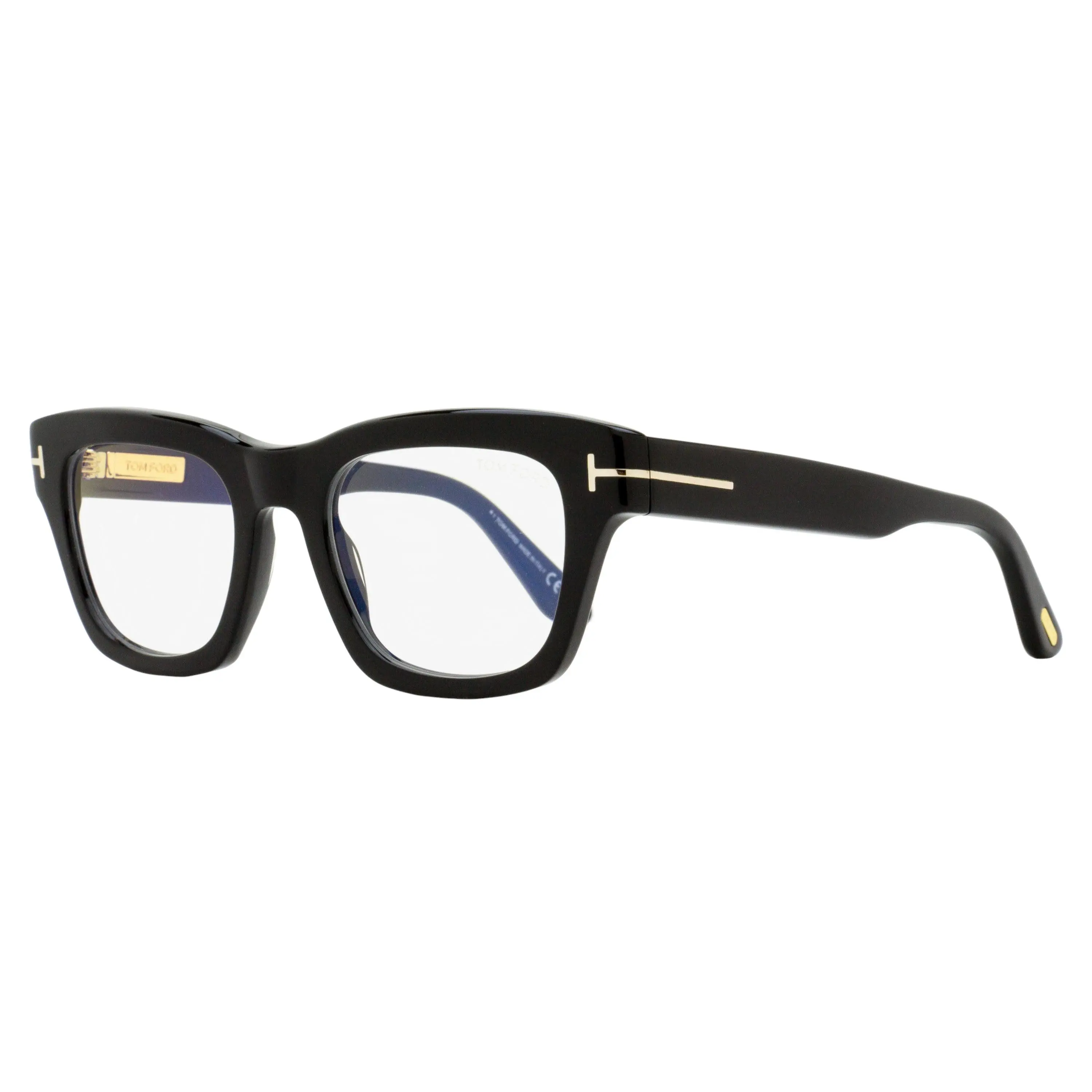 Tom Ford Soft Rectangular Acetate Eyeglasses, Glamorous Bisphenol A (BPA) Free Frames with Blue-Light Protection for Adults, FT6036-B Black 52mm, Blue-Light Protection Frames