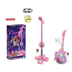 K-Pop Children's Karaoke Microphone Machine Toy,Kpop Girls Guitar and Microphone Toy, LED Light Microphone,Boys and Girls' Birthday Gifts, Toys Suitable for Children