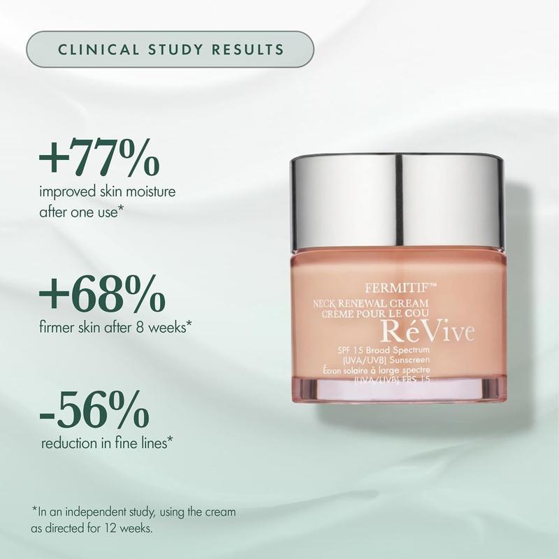 RéVive Fermitif Neck Renewal Cream - Neck and Décolletage Tightening Cream - Broad Spectrum SPF 15 Sunscreen - Anti-Aging, Reduces Fine Lines & Smooths Skin(75 ml/2.5 oz)