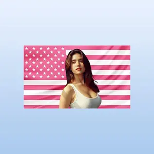 Jennifer Connelly Pink American Flag Tapestry - Hollywood Actress Wall Decor - Aesthetic Dorm Room Banner Gift for Fans hot actor wall art tv show tapestry