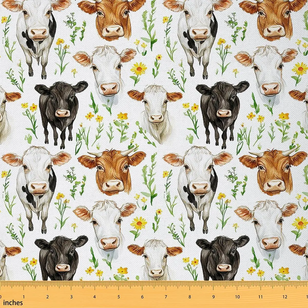 Milk Cow Fabric by The Yard Yard Farmhouse for Home DIY Project Animal Upholstery Fabric for Chairs Soft Microfiber Room Decor