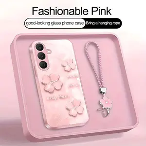 Suitable for [Galaxy S25 Fe] high-end women's phone case🤩，a beautiful four-leaf clover lanyard is included🍀, high end graceful four-leaf grass designa variety of colors are available for you to choose YM99