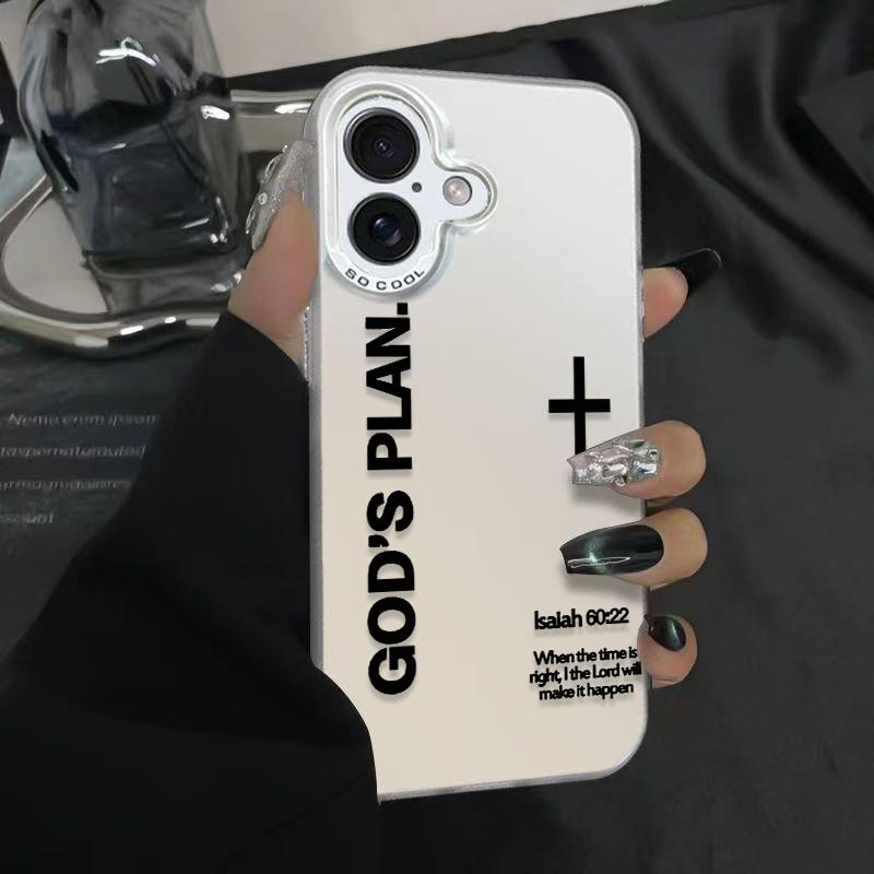 God's Plan Phone Case Cross Pattern Religious Art Fashion TPU Laser Craft Anti-Drop Case for iPhone 17 16 15 14 13 12 11 Samsung Galaxy S25 S24 S23 S22
