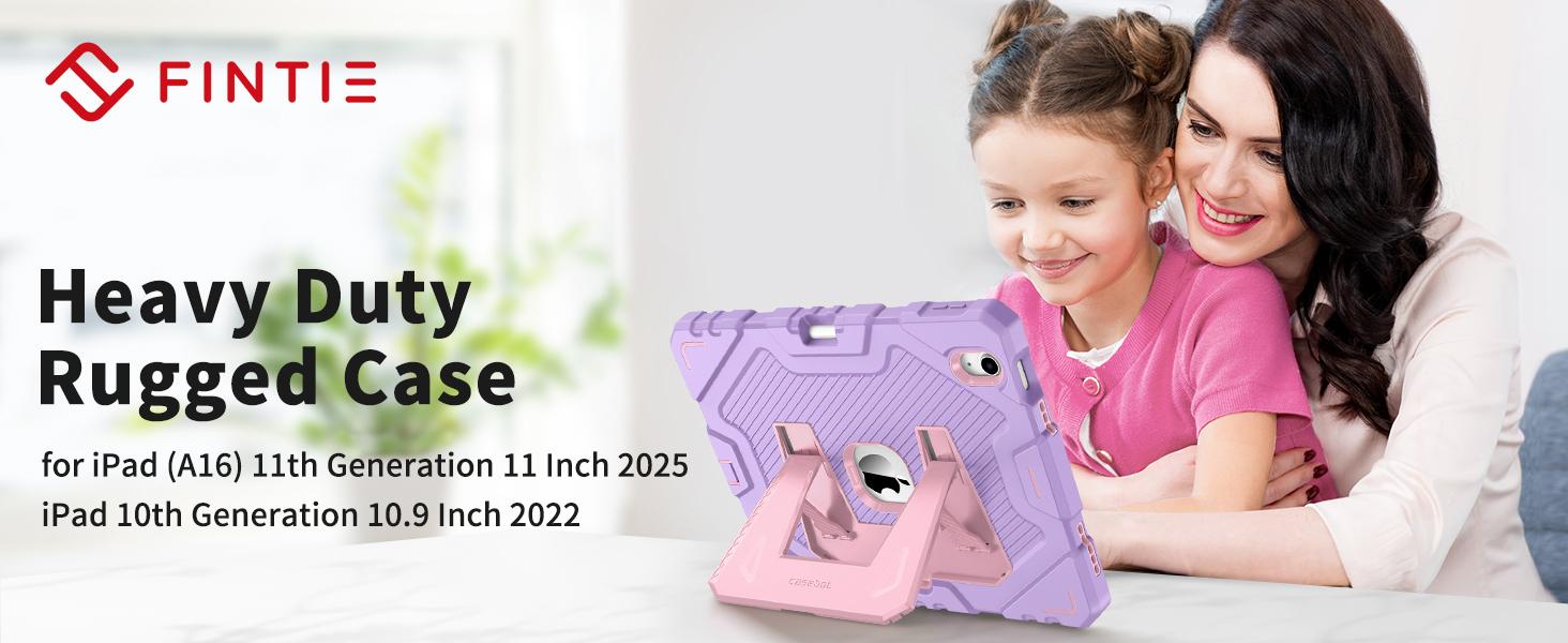 Fintie Kid-Friendly Case for 2025 iPad 11th Gen A16 Chip / iPad 10th Gen, 3-Layer Rugged Protective Case with Built-in Kickstand, Kid iPad Cover