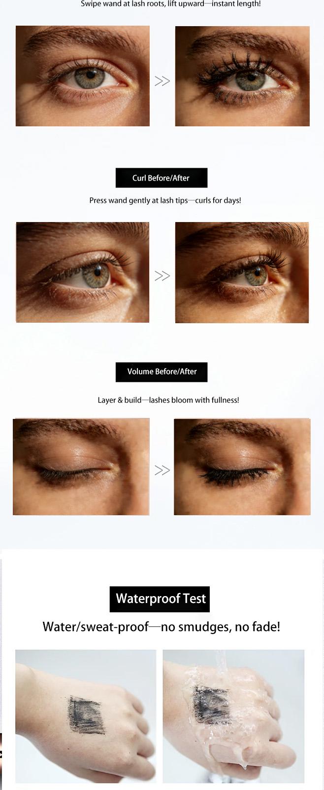 mascara to lash clusters Beachproof Mascara - Lifting, Volumising, Lengthening Black Mascara with Smooth Layering Formula for 24H Curl + mascara to lash clusters