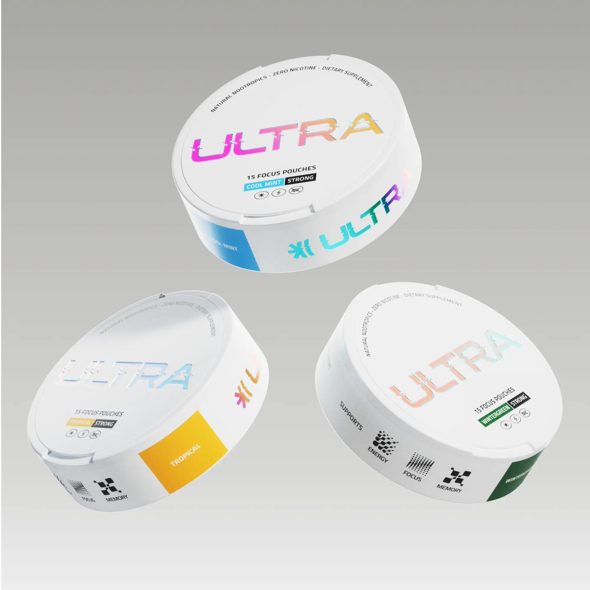 Ultra Pouches Focus Pouches | Sugar-Free Nootropic Pouches |6 Clean Ingredients for Sharp Focus Smooth Energy Enhanced Cognition Nicotine-Free Caffeine-Free No Jitters Crash or Dependency