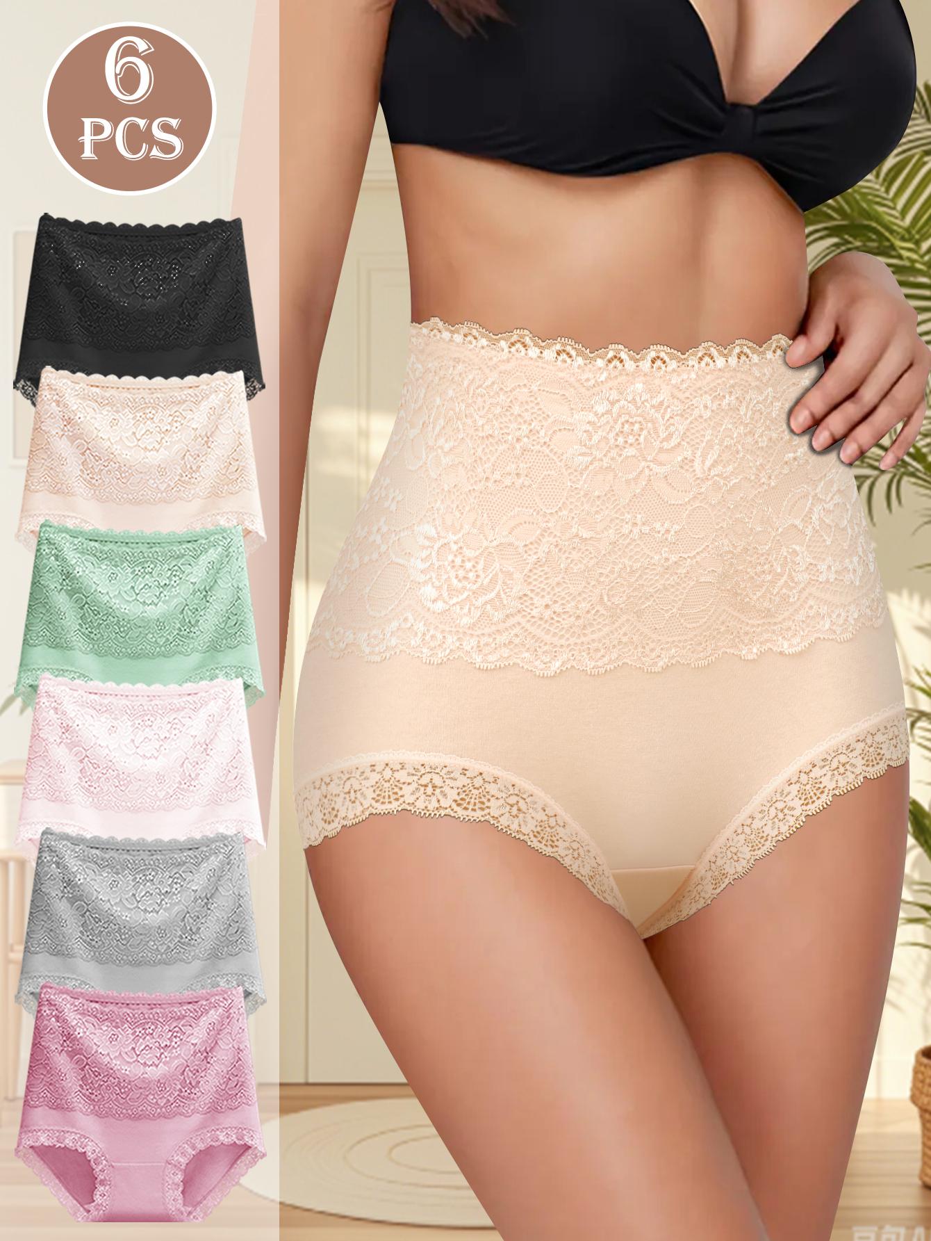QUASTI 6 Piece Women's High Elasticity Briefs, Cotton Comfortable & Breathable Underwear, Hip Lifting Underwear Lace Style Fashionable Design, Suitable For Women's Daily Life SpringStatements
