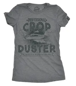 Womens Professional Crop Duster Funny Fart T shirt Rude Farting Top for Ladies Funny Womens T Shirts Cute Vintage Fashion Casual Ladies T-Shirt Gift Funny Adult Humor Top Women's Novelty Tees Dark Grey
