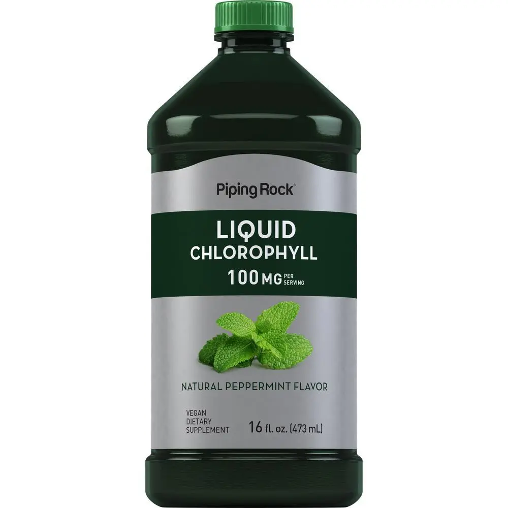Piping Rock Liquid Chlorophyll 100mg - 16 oz - Mint Flavor - For Women & Men - Vegan, Non-GMO, and Gluten Free Formula