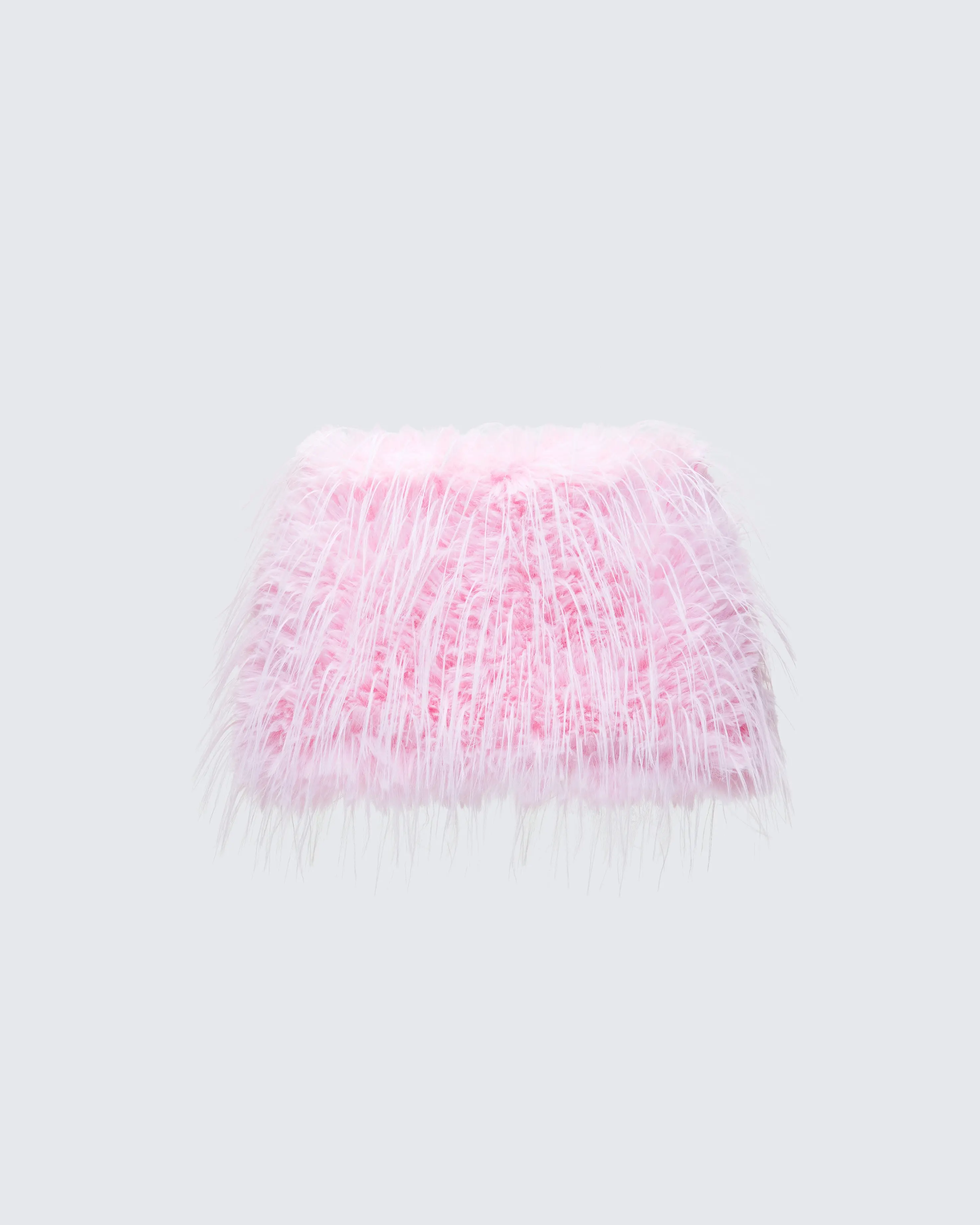 Women's Amal Blush Pink Polyester Feathered Fringe Straight Mini Skirt for Paradise-Inspired Outfits