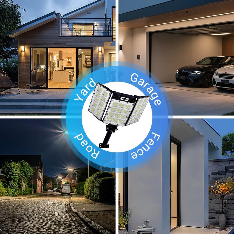 Solar Flood Lights 800 LEDs Motion Sensor Remote Control IP65 Waterproof 3 Brightness Modes Super Bright Outdoor Security Lights