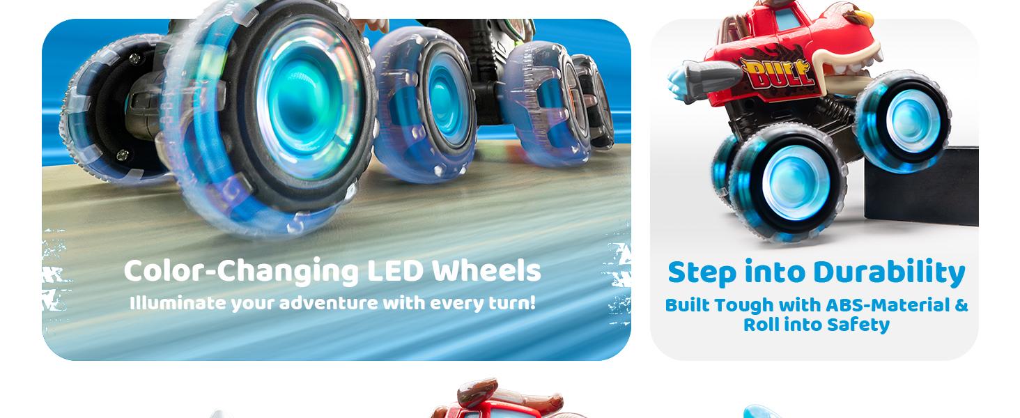 3 Pack Monster Truck Toy, Motion Activated Light-Up Cars ,Garbage Truck , Press & Go Cars for Boys Girls, Christmas Gifts for Kids Outdoor Play Baby Toy Present,  easter gifts for kids