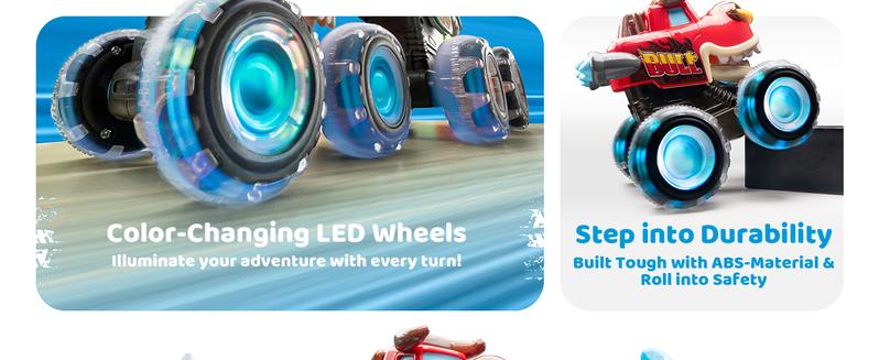 3 Pack Monster Truck Toy, Motion Activated Light-Up Cars ,Garbage Truck , Press & Go Cars for Boys Girls, Christmas Gifts for Kids Outdoor Play Baby Toy Present, Valentine's Day Gifts for Kids