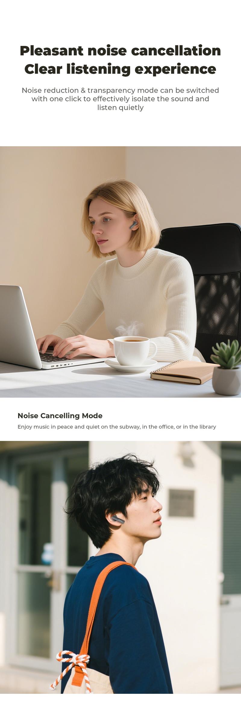 HTC NE40 Bluetooth 6.0 Headset, LED Display, High Frame Rate, Waterproof Wireless Headphones, App Support, In-Ear Headphones