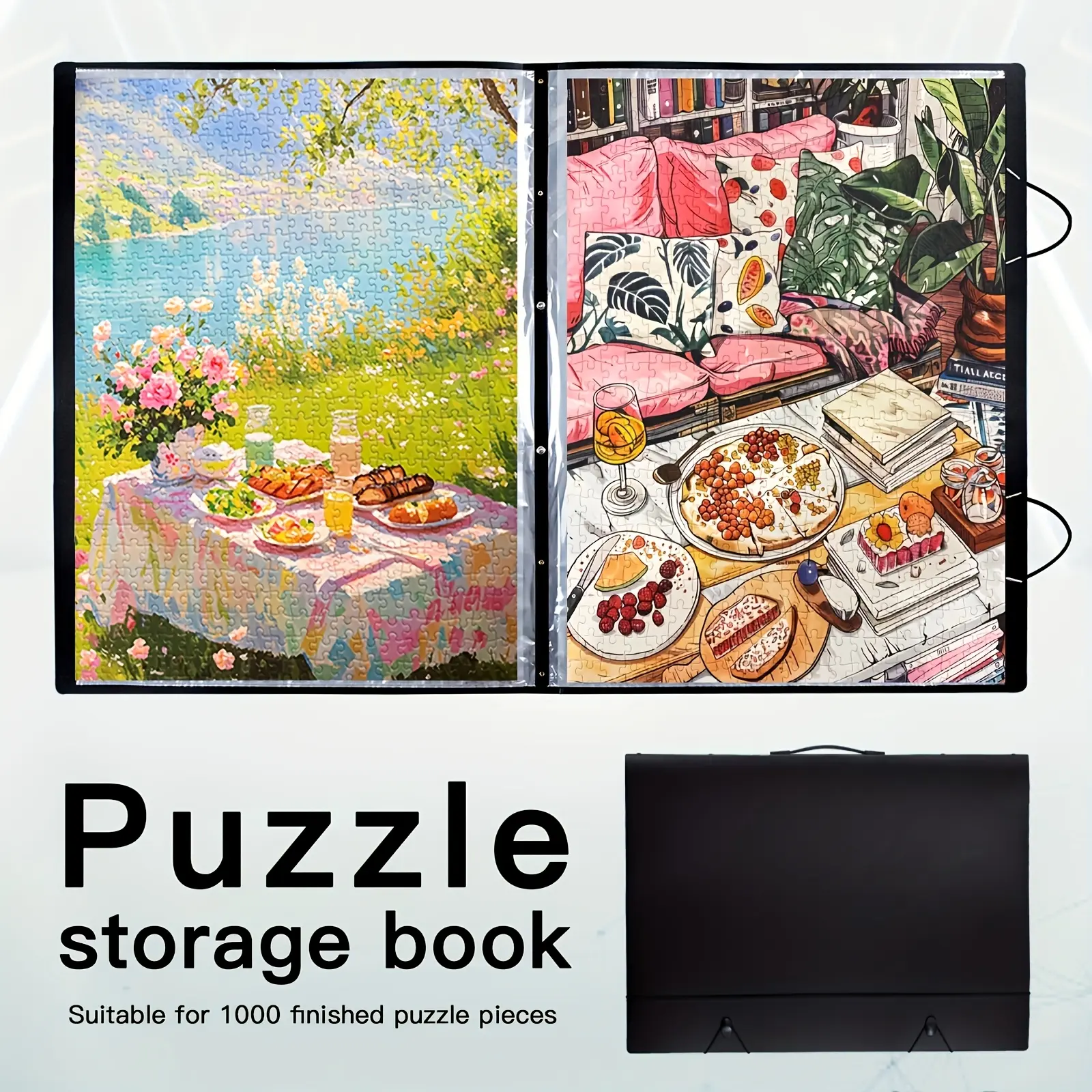 Plastic Puzzle Folder Storage Kit - 54cm x 74cm, 1000-Piece Organizer with Flat Pockets, Display-Worthy Premium Protection, No-Electricity DIY Crafts Tool for Game Nights Collectibles
