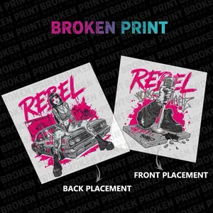 DTF Heat Transfer Ready To Press | Rebel Street Art Design | Front or Back Print | Cold Peel