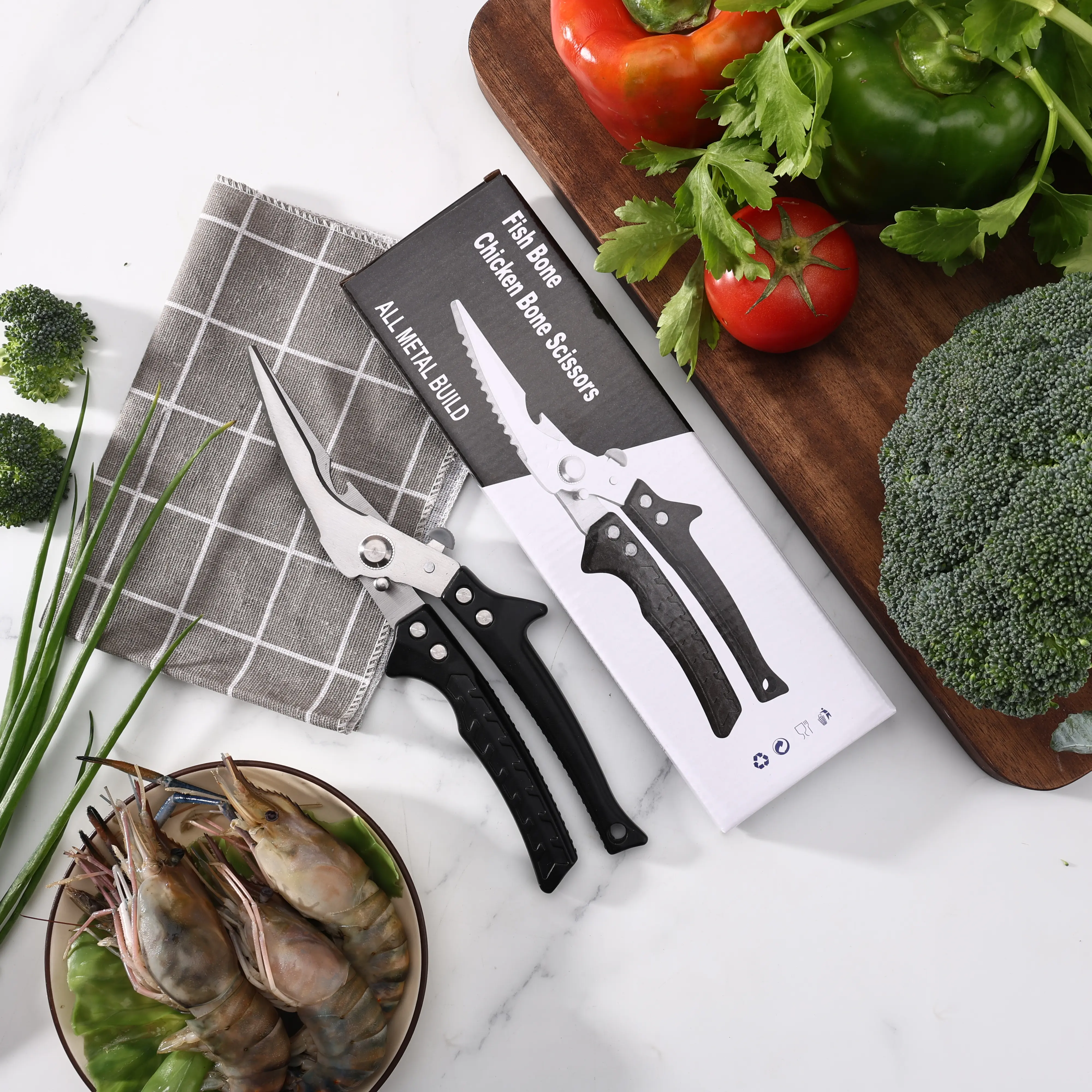 Multi-Function Kitchen Shears - Stainless Steel Kitchen Scissors, Sharp Meat Shears, Dishwasher Safe, Poultry Shears, Japanese-Style Cooking Shears for Ingredients, Chicken Bones & Turkey - Top Christmas Gift Choice! tiktokshopspringglow