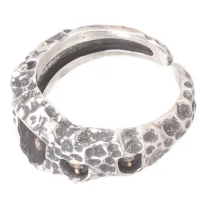 Customizable Buddhist-Inspired Copper Ring Handmade Rock-Texture Jewelry Gift for Him or Her