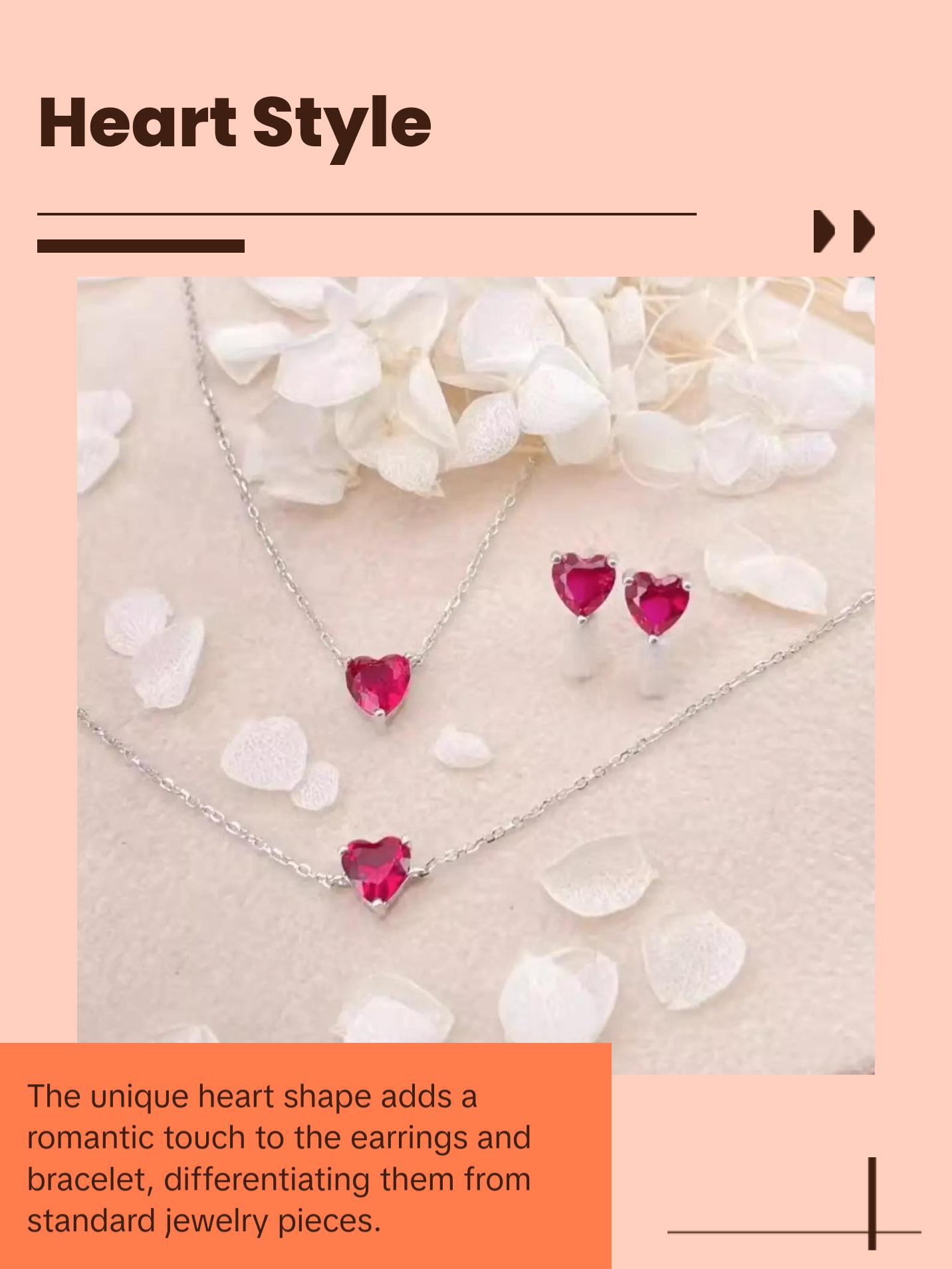 1 ct Heart Style Ruby Earring Studs / Bracelet