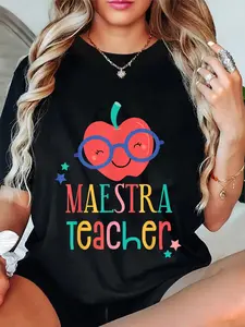 100% Cotton Unisex Cute Maestra Teacher T-Shirt Gifts for Teachers Tell Me in Spanish Gifts