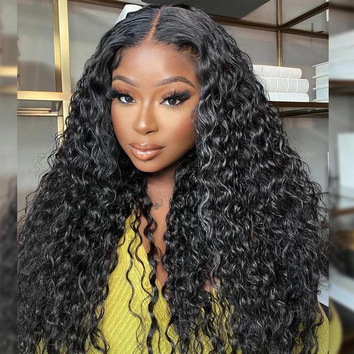 Hot Star Water Wave 13x6 HD Transparent Lace Front Wigs Human Hair 180% Density Human Hair Wigs for Women Pre Plucked with Baby Hair Natural Color